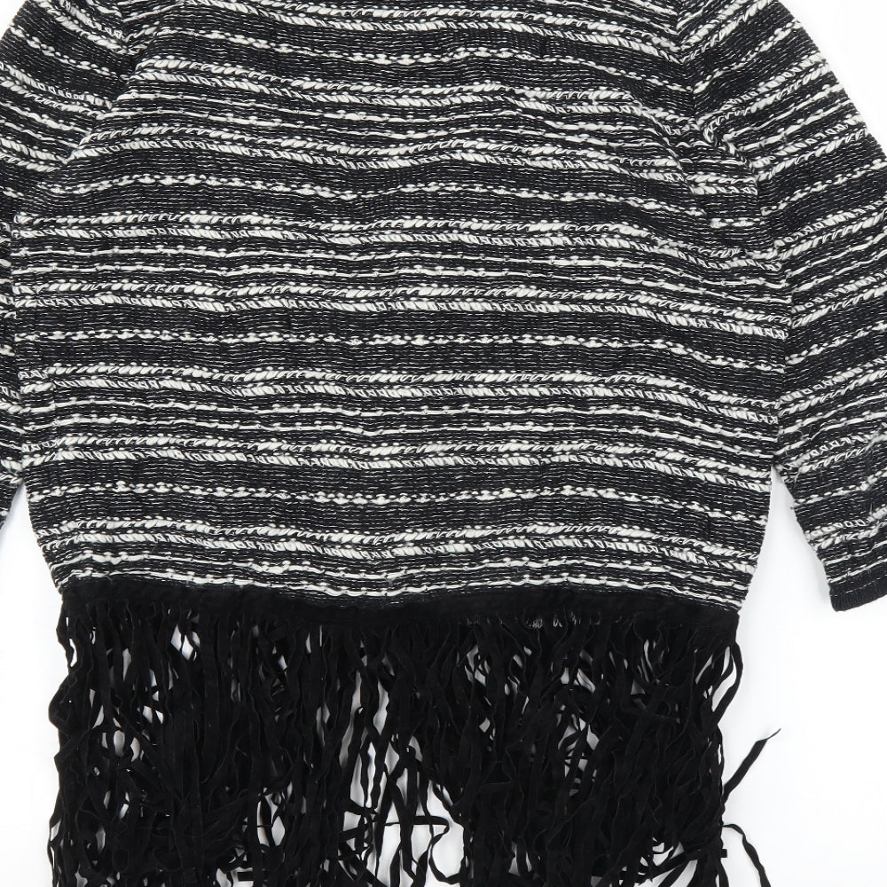 F&F Womens Black Striped  Cardigan Jumper Size 12