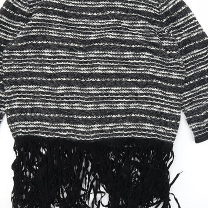F&F Womens Black Striped  Cardigan Jumper Size 12