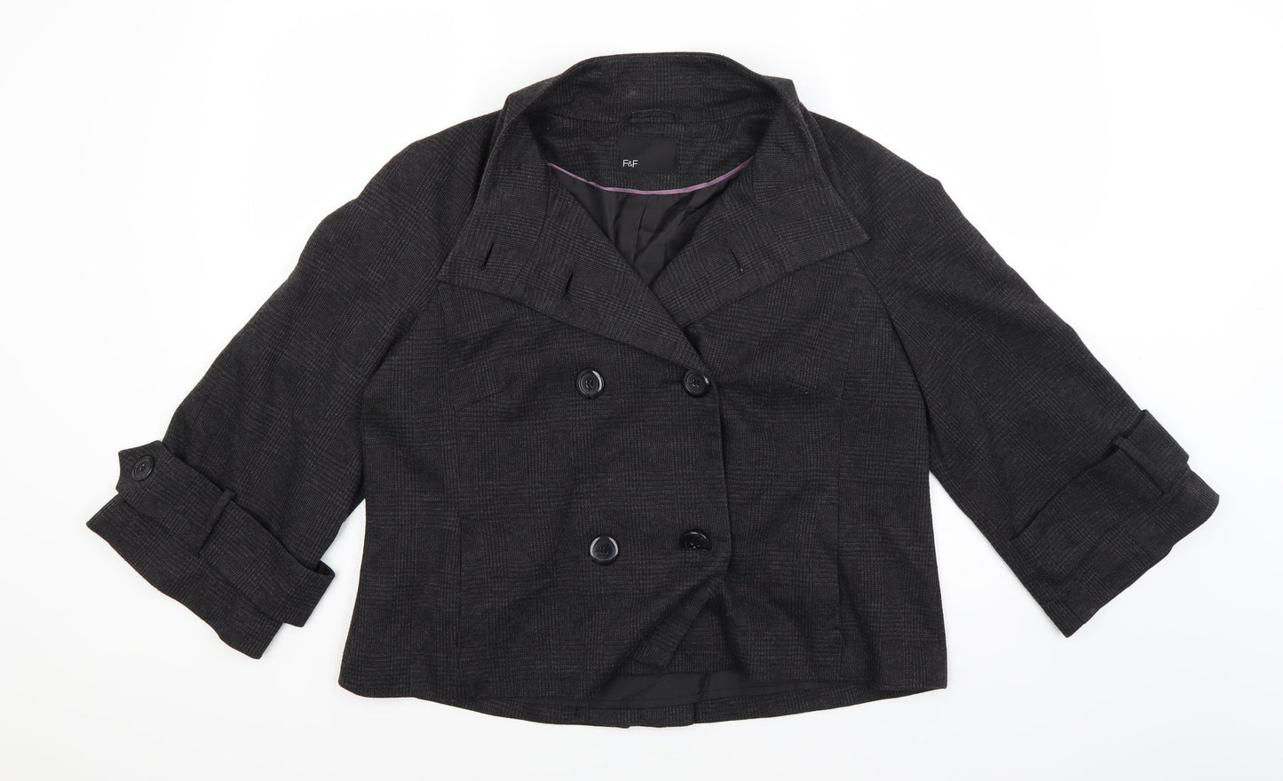 F&F Womens Black Plaid  Jacket  Size 14