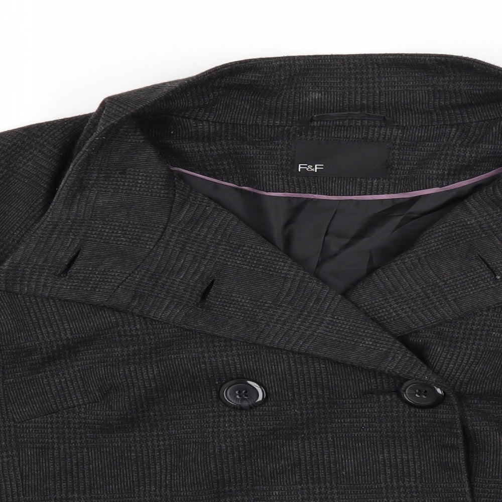 F&F Womens Black Plaid  Jacket  Size 14