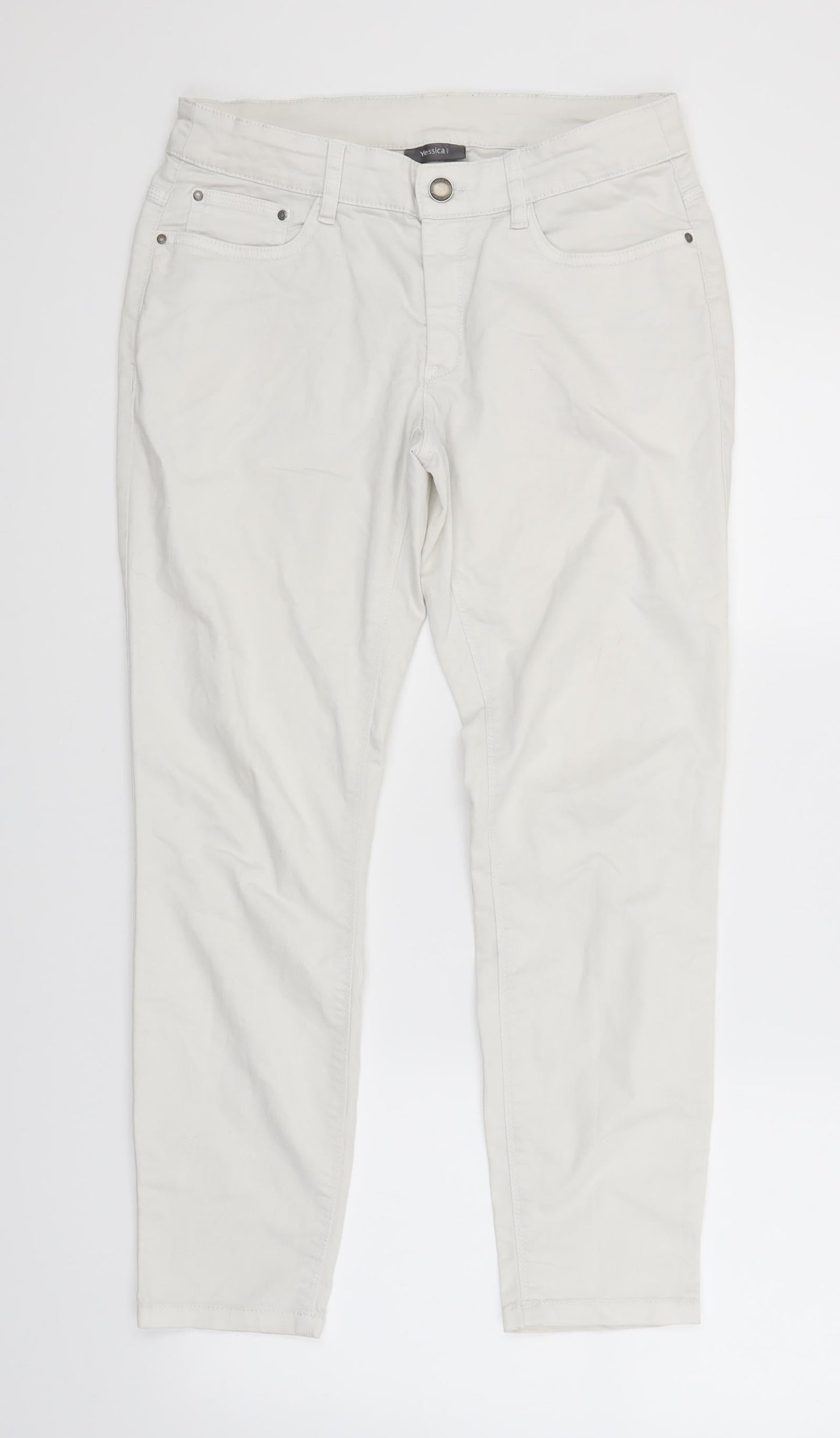 Yessica Womens White  Denim Straight Jeans Size 8 L26.5 in