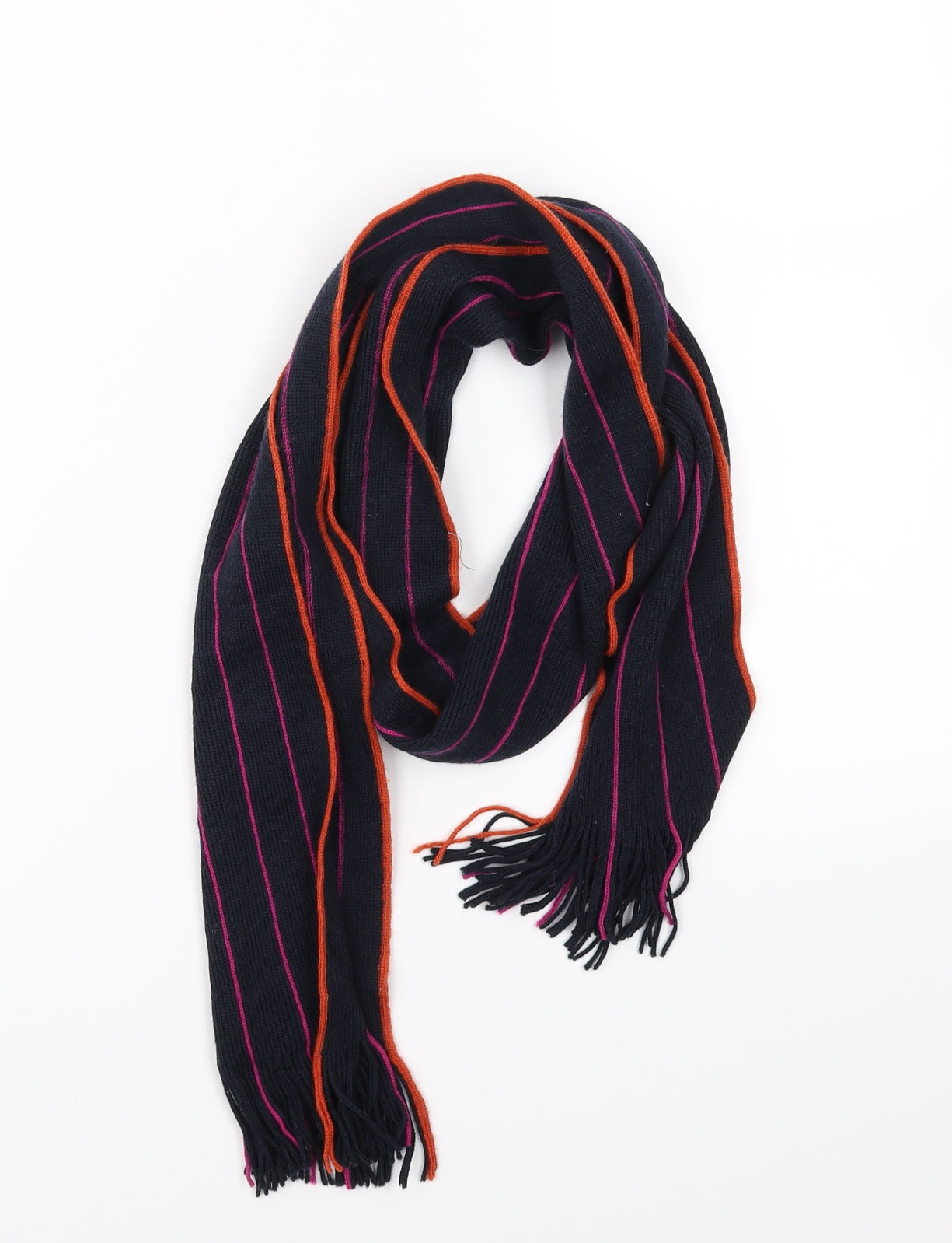 Preworn Unisex Black Striped  Scarf Scarves & Wraps One Size