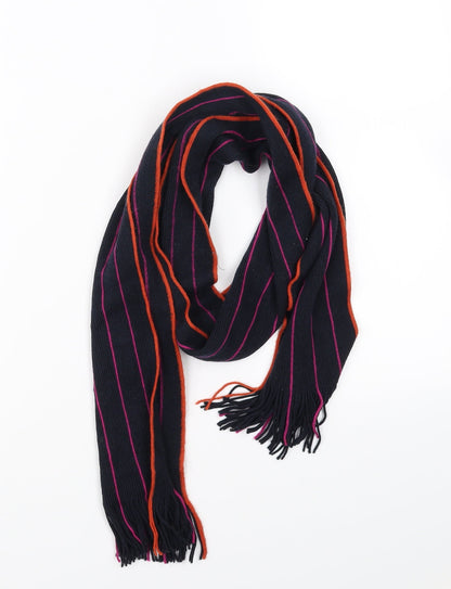 Additional front view of Preworn unisex black striped scarf scarves & wraps one size