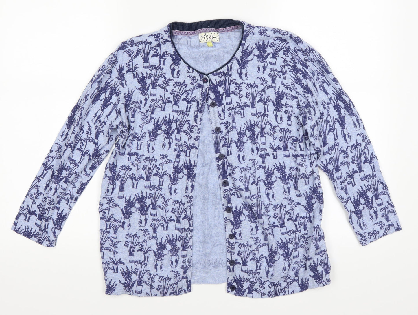 heyton Womens Blue Floral  Cardigan Jumper Size S
