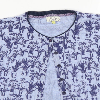heyton Womens Blue Floral  Cardigan Jumper Size S