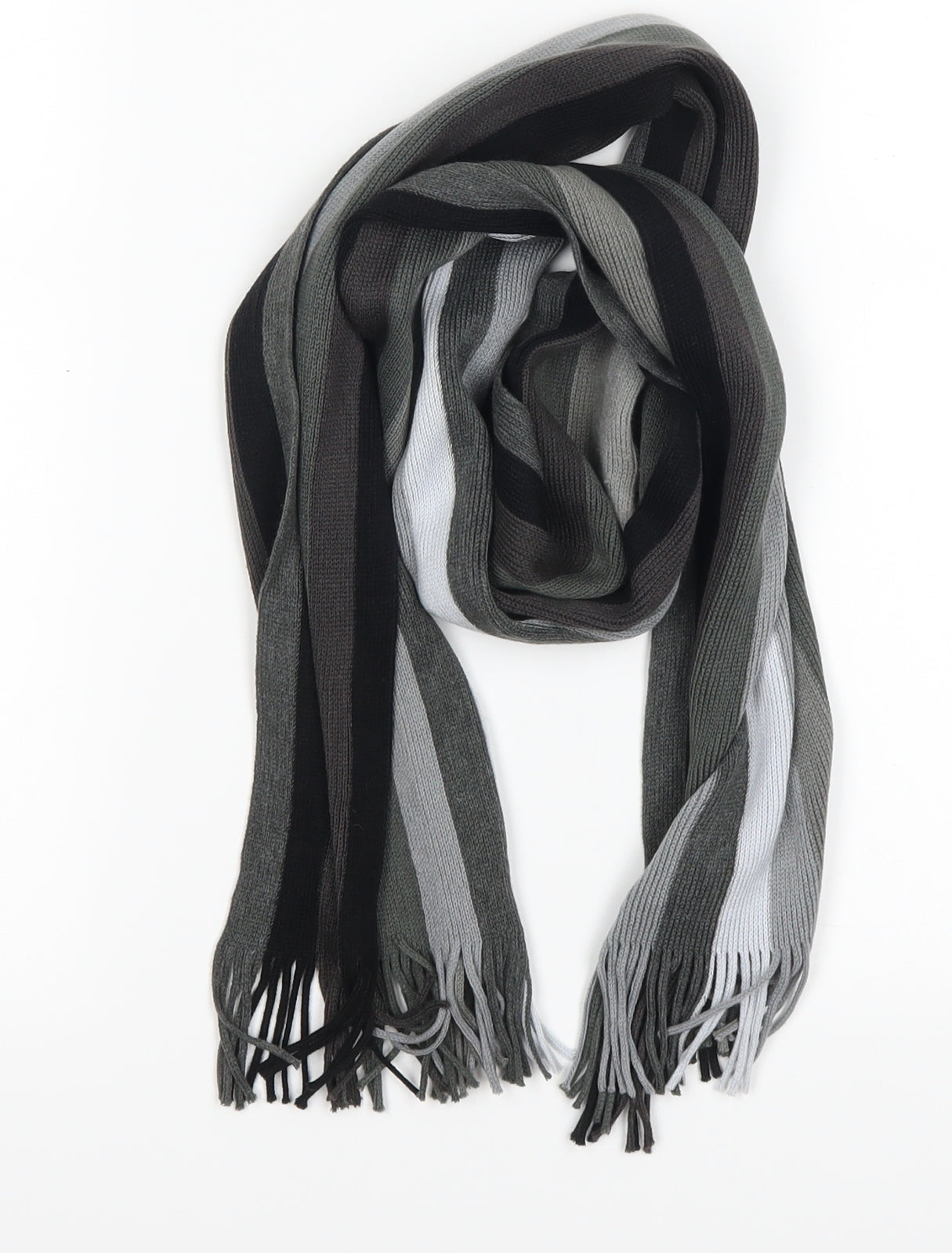 Preworn Unisex Black Striped  Scarf  One Size