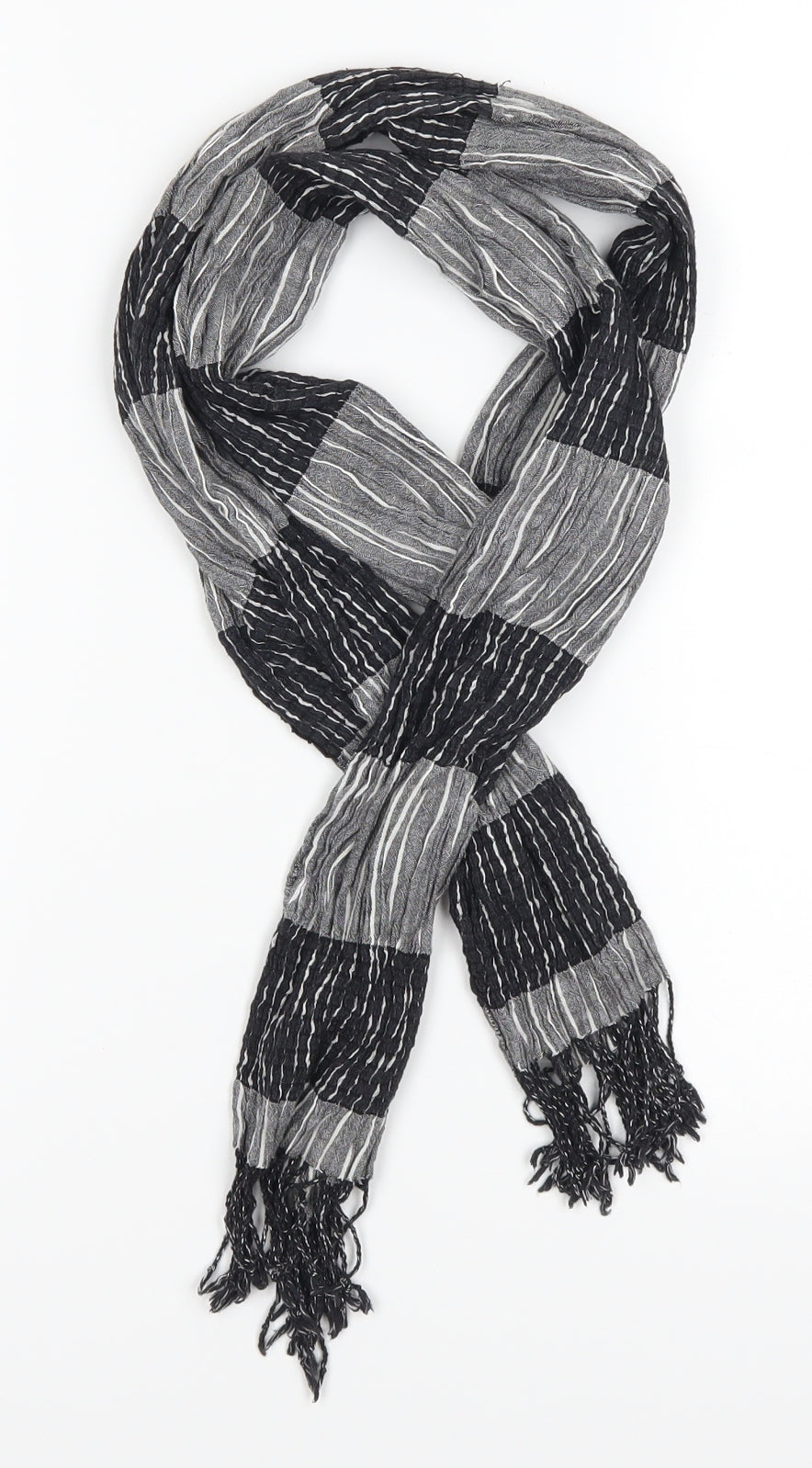 Preworn Unisex Black Striped   Scarf