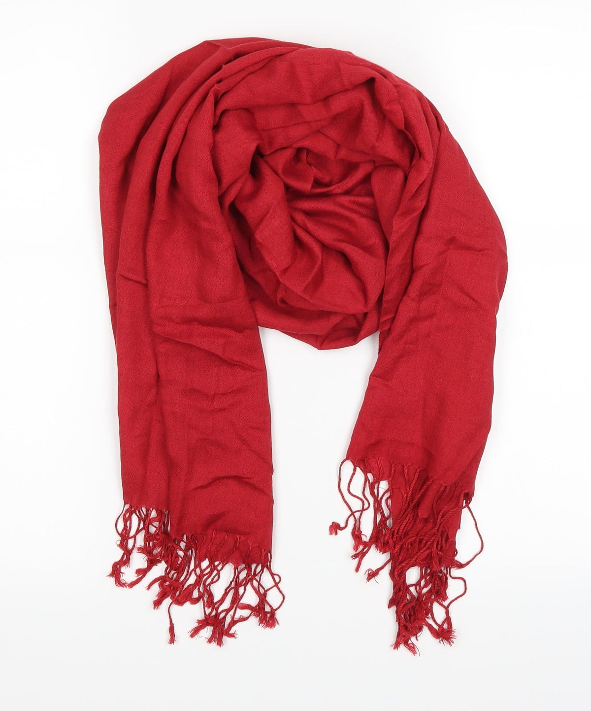 Front view of Preworn unisex red scarf