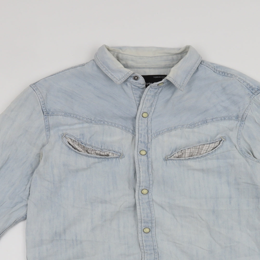 Topman Mens Blue    Button-Up Size S