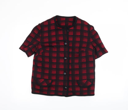 Womens UK Size 14 Preworn Red Basic Button-Up