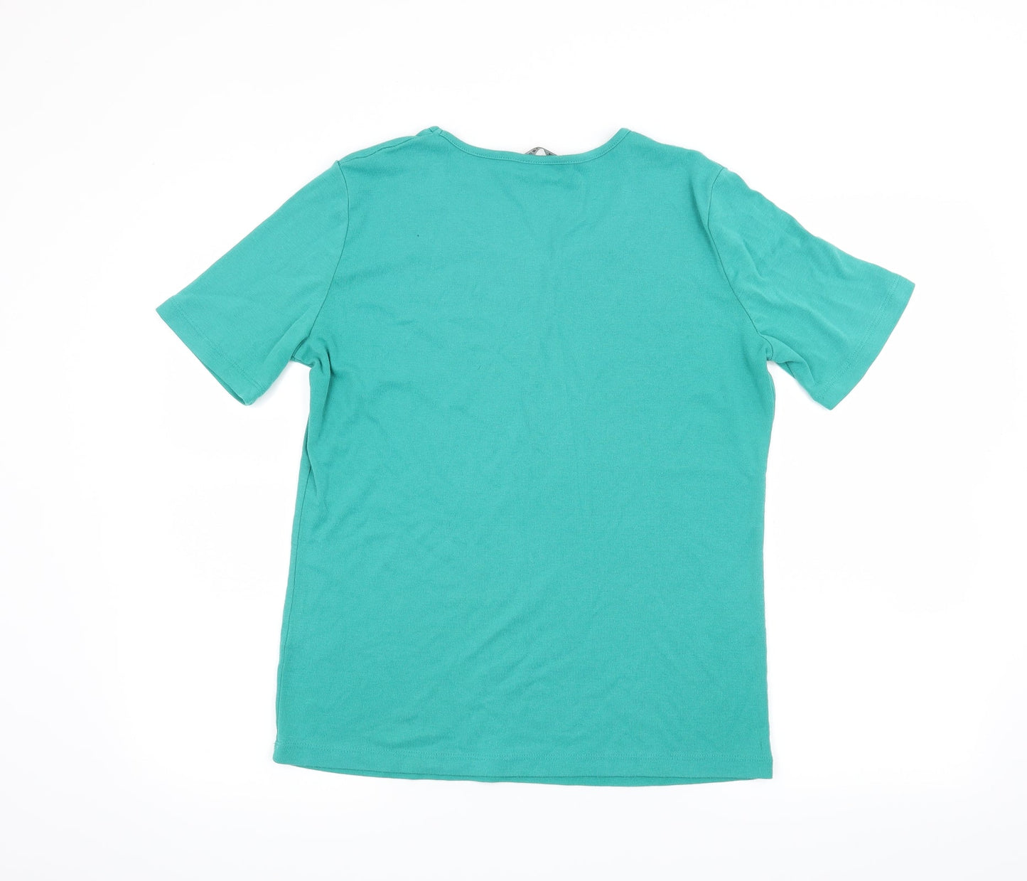 Womens UK Size 16 Viz A Viz Green Basic T-Shirt