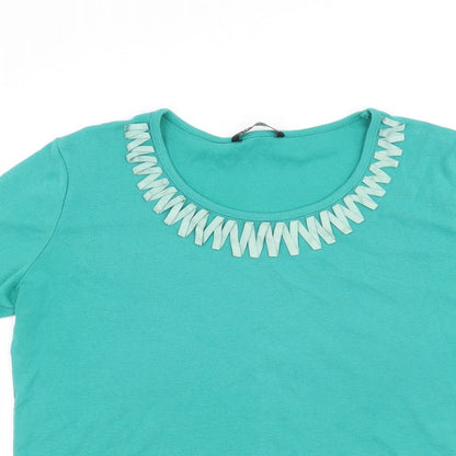 Womens UK Size 16 Viz A Viz Green Basic T-Shirt
