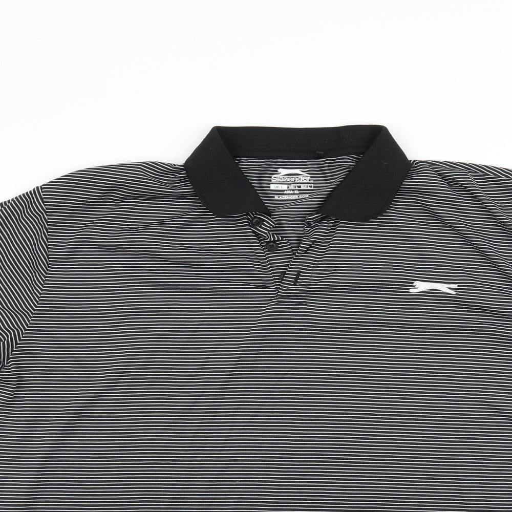 Slazenger Mens Black Striped   T-Shirt Size L