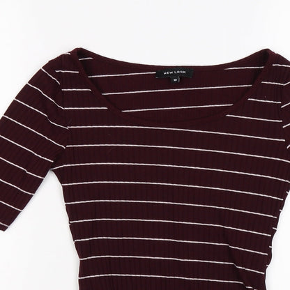 New Look Womens Purple Striped  Bodysuit One-Piece Size 10