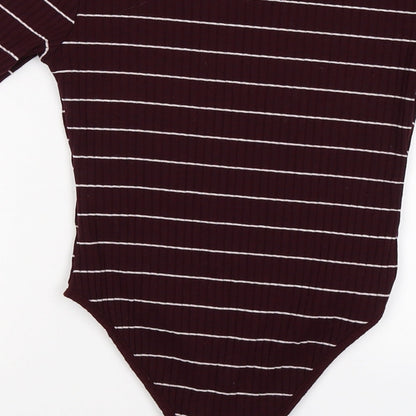 New Look Womens Purple Striped  Bodysuit One-Piece Size 10