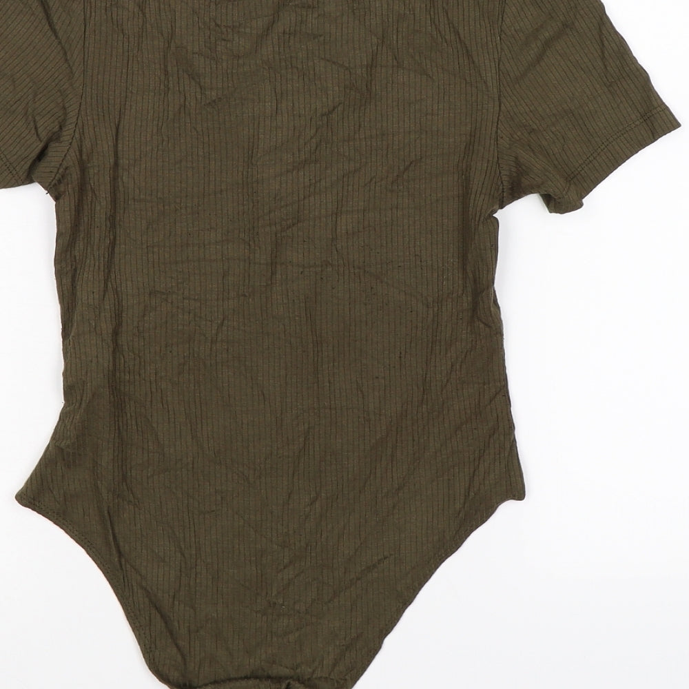 Gate Women Womens Green Striped  Bodysuit One-Piece Size XS  - lace neck