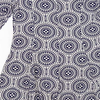 QED London Womens Blue Geometric  Fit & Flare  Size M