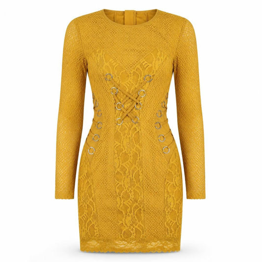 ASOS Womens Yellow Floral Lace Bodycon  Size 8