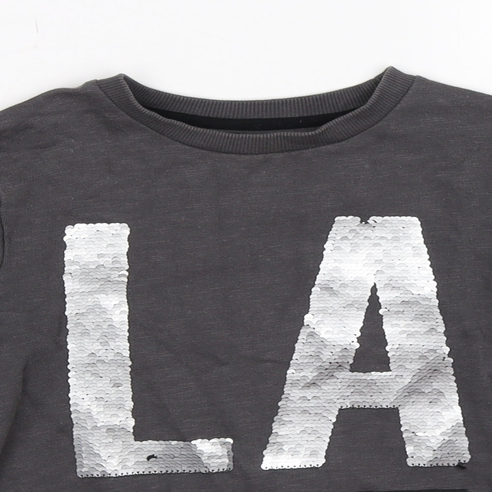 TU Girls Grey  Jersey Pullover Sweatshirt Size 8 Years  - LA Sequins
