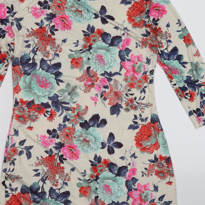 Atmosphere Womens Ivory Floral Satin Bodycon  Size 8