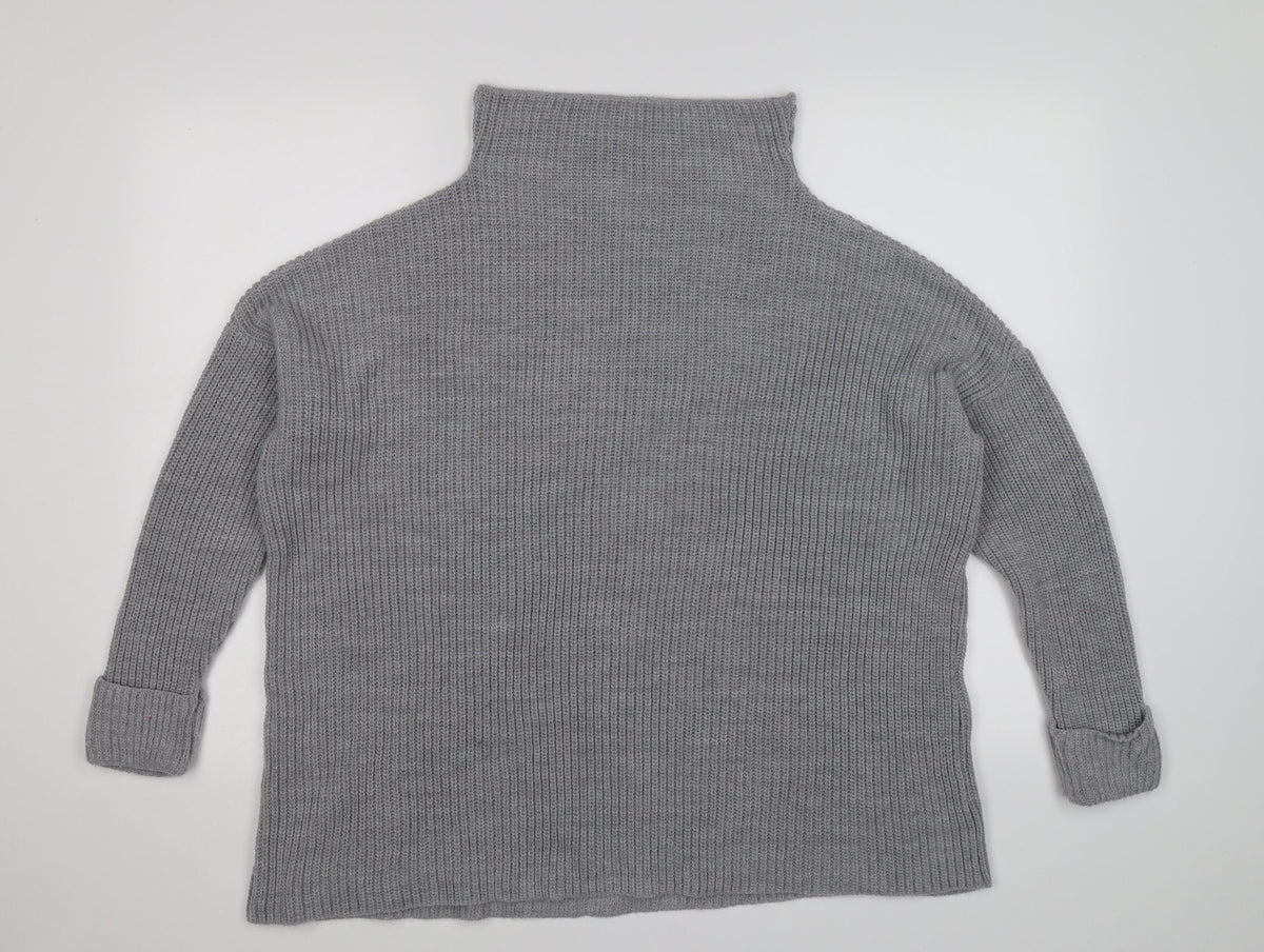 Next Womens Grey  Knit Pullover Jumper Size M  - oversized