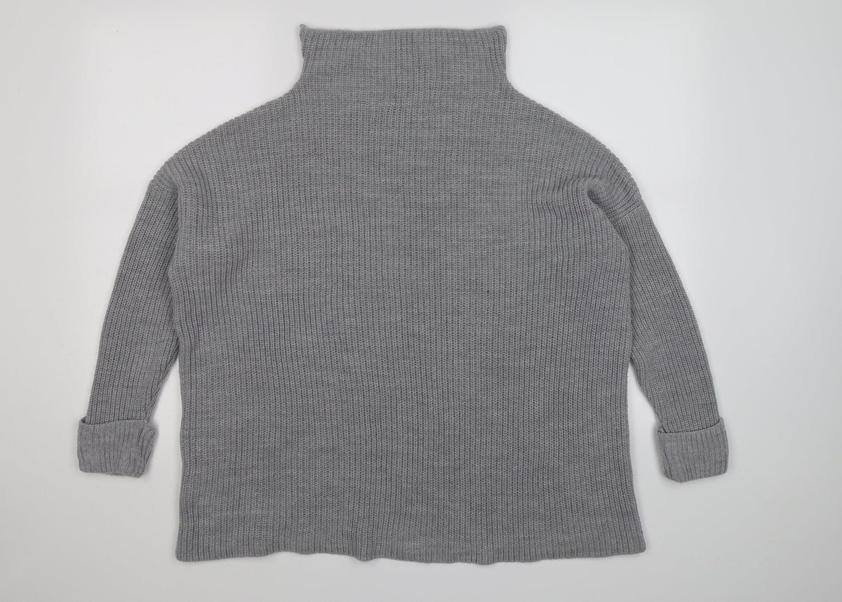 Next Womens Grey  Knit Pullover Jumper Size M  - oversized