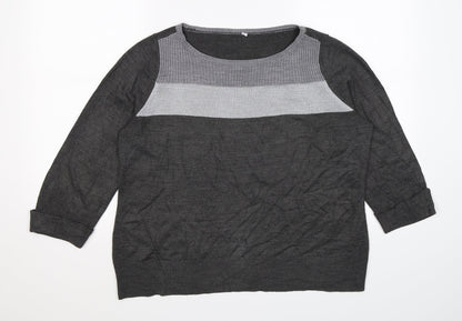 BHS Womens Grey Striped Knit Pullover Jumper Size 14