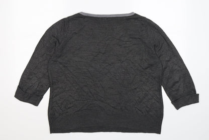 BHS Womens Grey Striped Knit Pullover Jumper Size 14