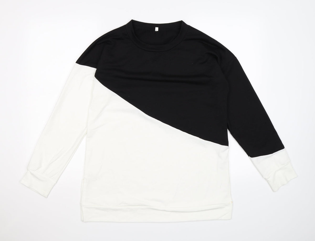 Womens Black Colourblock  Pullover Sweatshirt Size L