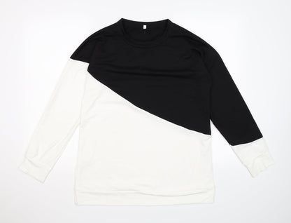 Womens Black Colourblock  Pullover Sweatshirt Size L