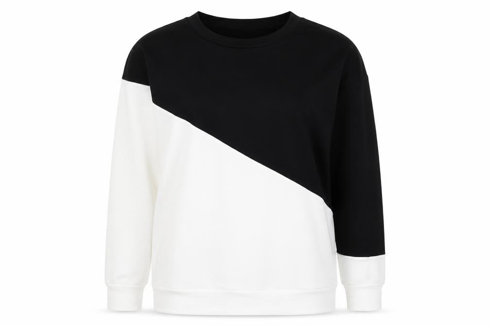 Womens Black Colourblock  Pullover Sweatshirt Size L