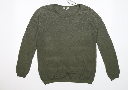 Preworn Womens Green  Knit Pullover Jumper Size XL  - Glittery