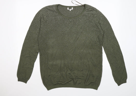 Preworn Womens Green  Knit Pullover Jumper Size XL  - Glittery