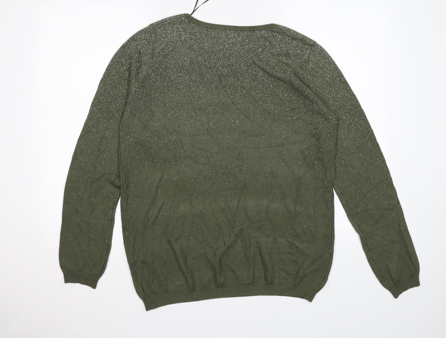 Preworn Womens Green  Knit Pullover Jumper Size XL  - Glittery