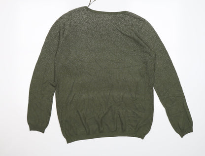 Preworn Womens Green  Knit Pullover Jumper Size XL  - Glittery