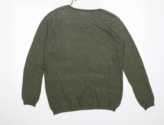 Preworn Womens Green  Knit Pullover Jumper Size XL  - Glittery