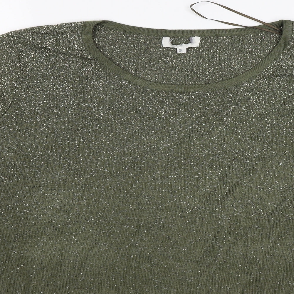 Preworn Womens Green  Knit Pullover Jumper Size XL  - Glittery