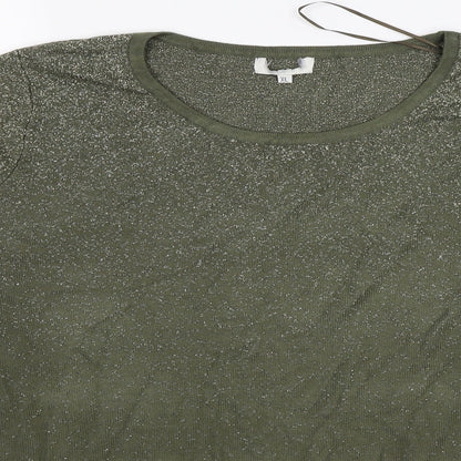 Preworn Womens Green  Knit Pullover Jumper Size XL  - Glittery