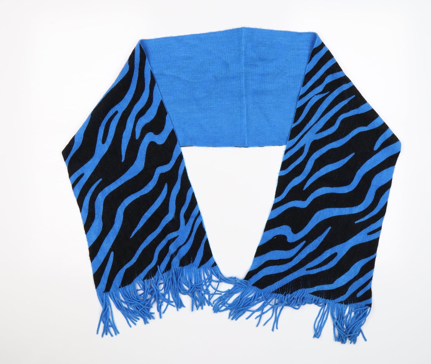 PREORN Womens Blue Animal Print Knit  Scarf   - Zebra Print