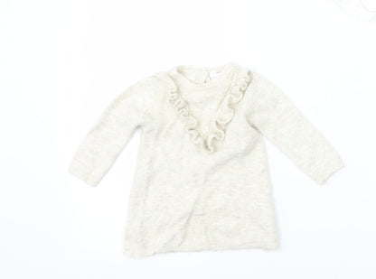 F&F Girls Beige  Knit Pullover Jumper Size 3-6 Months