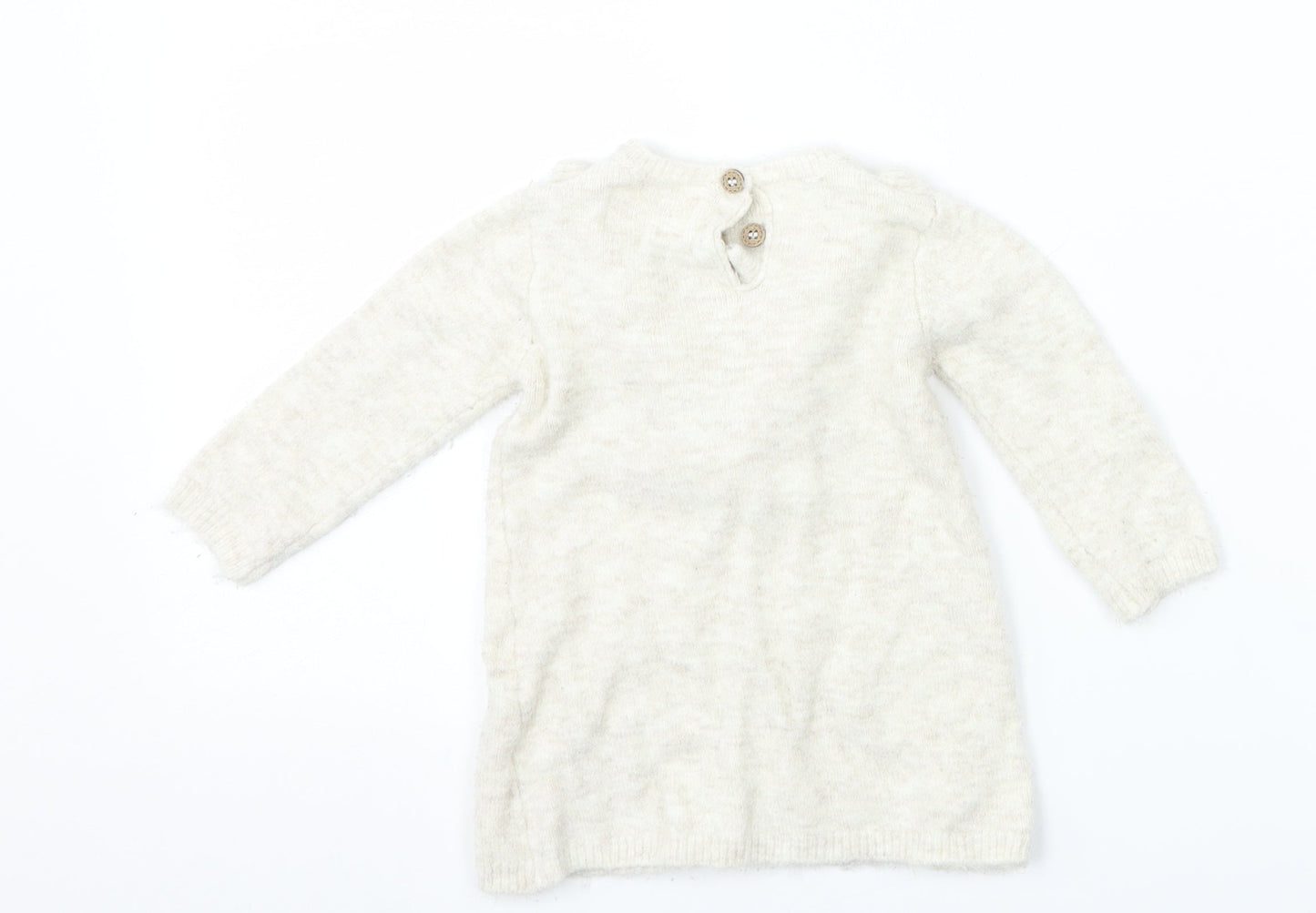 F&F Girls Beige  Knit Pullover Jumper Size 3-6 Months
