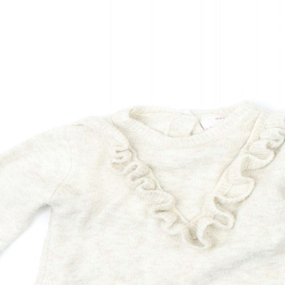 F&F Girls Beige  Knit Pullover Jumper Size 3-6 Months