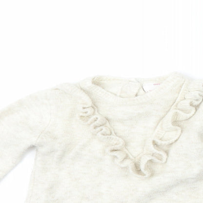F&F Girls Beige  Knit Pullover Jumper Size 3-6 Months