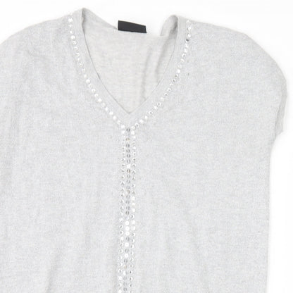 Womens UK Size S Wallis Silver Basic T-Shirt