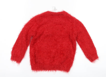 Evie Girls Red   Pullover Jumper Size 2 Years  - christmas