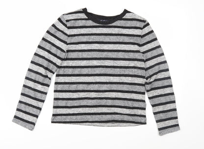 Marks and Spencer Womens Grey Striped Knit Pullover Jumper Size 14