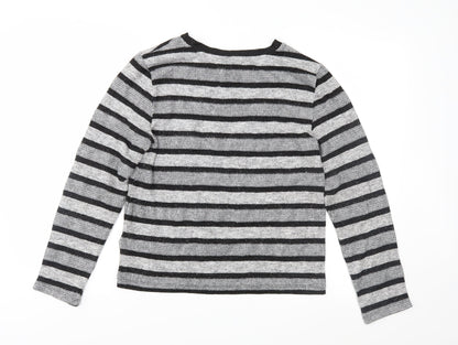 Marks and Spencer Womens Grey Striped Knit Pullover Jumper Size 14