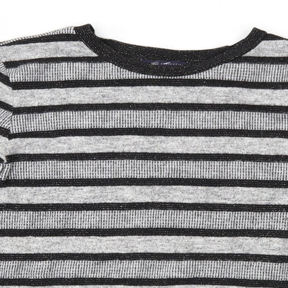 Marks and Spencer Womens Grey Striped Knit Pullover Jumper Size 14