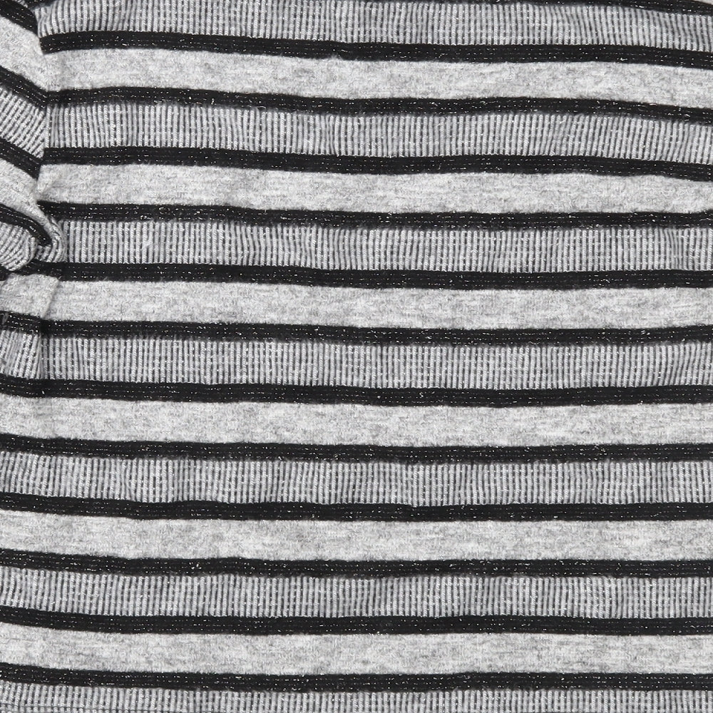 Marks and Spencer Womens Grey Striped Knit Pullover Jumper Size 14