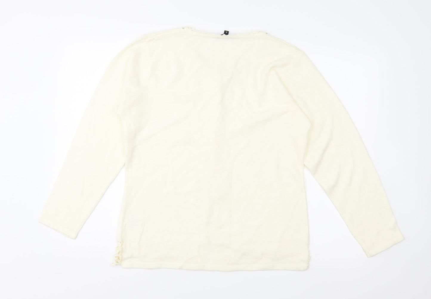 Image Womens Ivory  Knit Cardigan Jumper Size XL